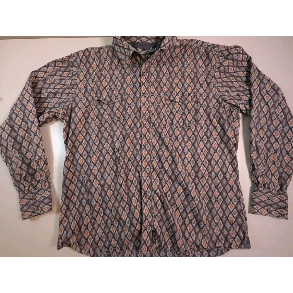 Wrangler Retro Men's Premium Indigo Snap Denim Long Sleeve Western Shirt Sz XXL